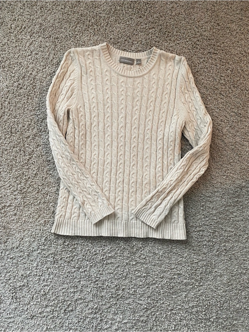 Croft & Barrow Cream Cable-Knit Crewneck Sweater